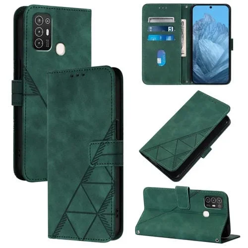 Funda de Cuero con Tapa y Relieve 3D para ZTE Blade A52 (Verde)