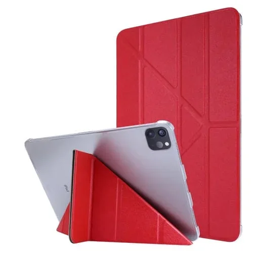 Funda de Cuero con Tapa y Soporte para iPad Air 13 (2025/2024) y iPad Pro 12.9 (2022/2021) (Rosa y Rojo)