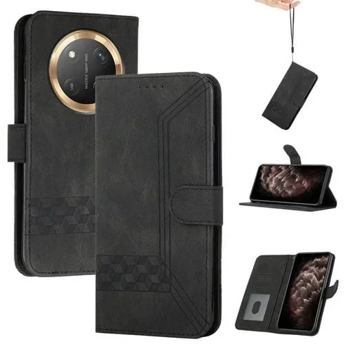 Funda de Cuero con Tapa y Tacto Cúbico para Honor X9C Global (Negro)