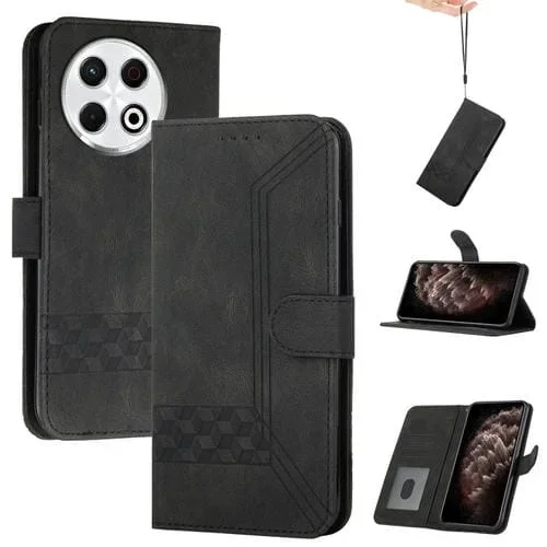 Funda de Cuero con Tapa y Tacto de Piel Cúbica para Tecno Spark 30 Pro 4G (Negra)