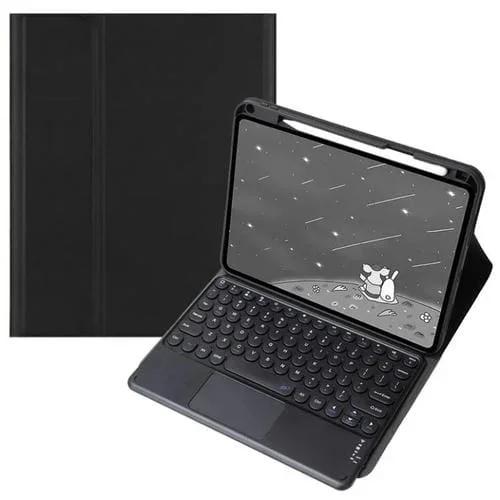 Funda de Cuero con Teclado Bluetooth para Oppo Pad 3/Pad 2, Teclas Redondas (Negro)