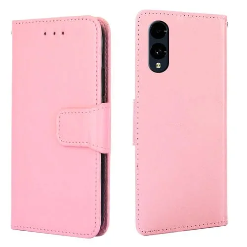 Funda de Cuero con Textura de Cristal para Teléfono Fujitsu Arrows We2 (Rosa)