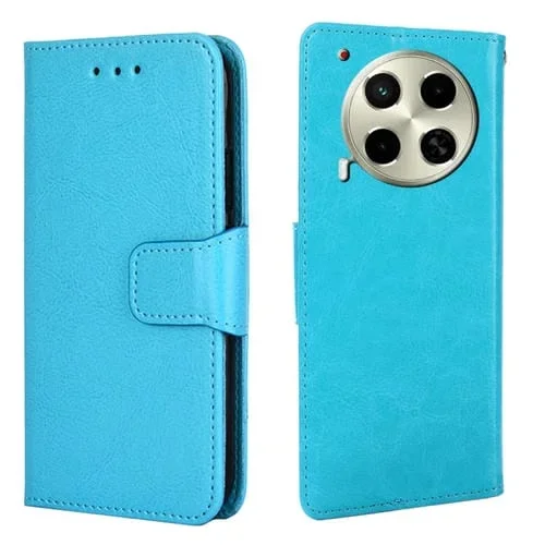 Funda de Cuero con Textura de Cristal para Teléfono Tecno Camon 30 (Azul Cielo)