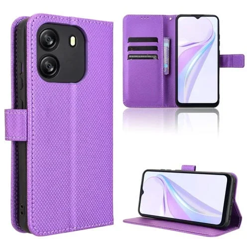 Funda de Cuero con Textura de Diamante para BlackView Wave 6C (Morado)