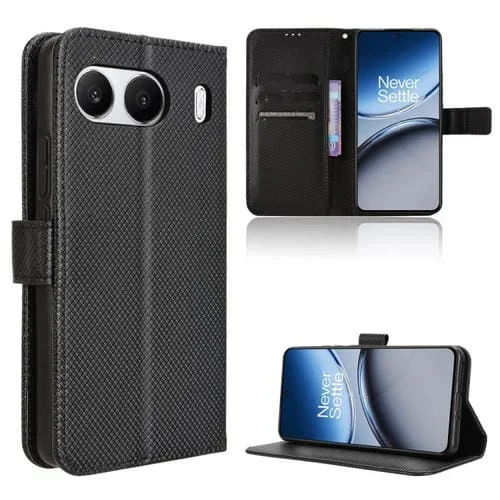 Funda de Cuero con Textura de Diamante para OnePlus Nord 4 5G (Negra)