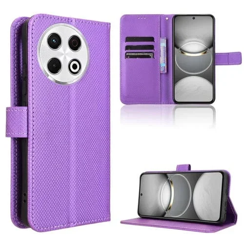 Funda de Cuero con Textura de Diamante para Tecno Spark 30 Pro 4G (Morado)