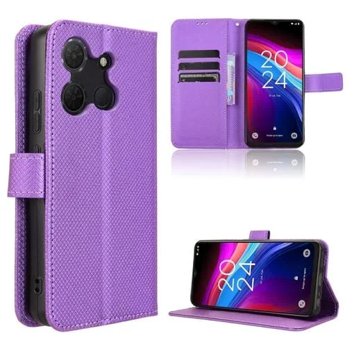 Funda de Cuero con Textura de Diamante para Teléfono TCL 503 (Morado)