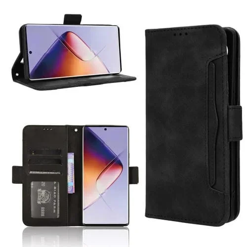 Funda de Cuero con Textura de Piel de Becerro y Ranuras para Tarjetas para Infinix Note 40 5G (Negro)
