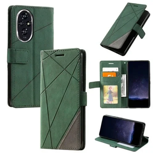 Funda de Cuero con Textura de Piel Sintética para Honor 200 5G (Verde)