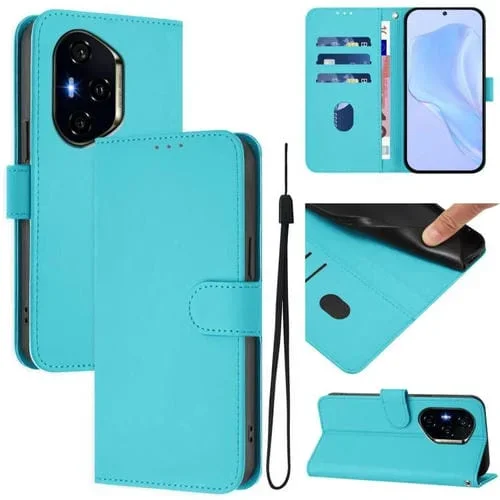 Funda de Cuero con Textura de Piel y Cordón para Honor 400 (Azul Lago)
