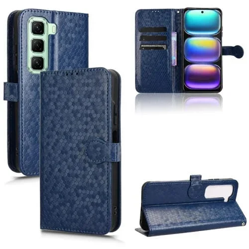 Funda de Cuero con Textura de Puntos Panal para Infinix Hot 50 4G (Azul)