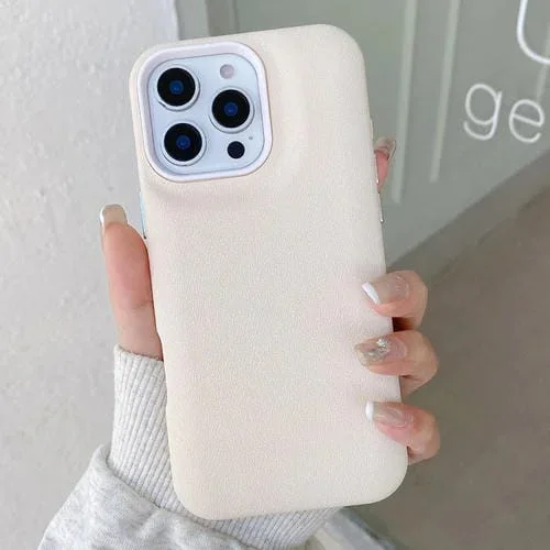 Funda de Cuero con Textura para iPhone 14 Pro Max (Blanca)