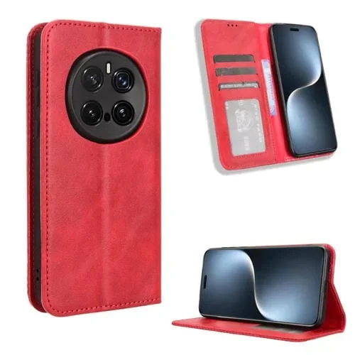 Funda de Cuero con Textura Retro y Hebilla Magnética para Honor Magic7 Pro (Roja)