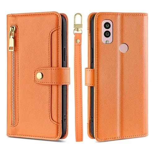 Funda de Cuero Cross-Body con Zipper para Kyocera Android One S10 (Naranja)