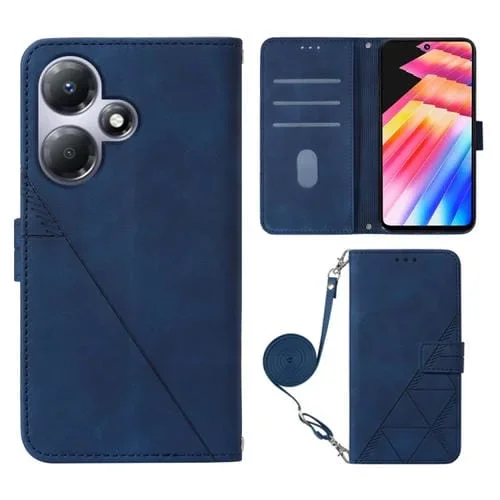 Funda de Cuero Crossbody 3D con Tapa para Infinix Hot 30 Play X6835 (Azul)