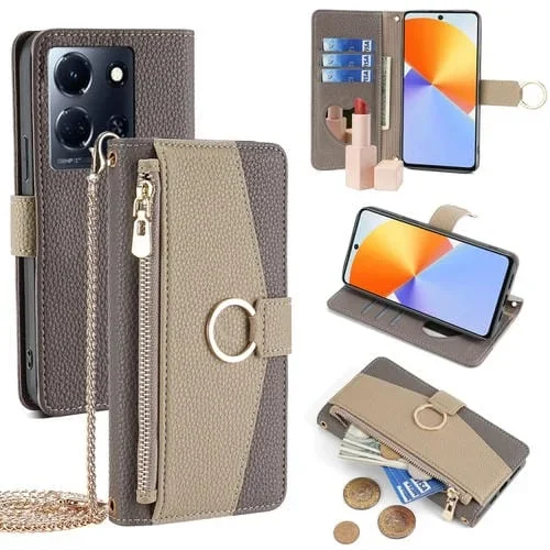 Funda de Cuero Crossbody Litchi Texture para Infinix Note 30 4G (Gris)
