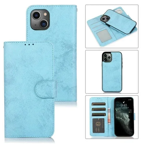 Funda de Cuero Desmontable 2 en 1 para iPhone 14 (Azul)
