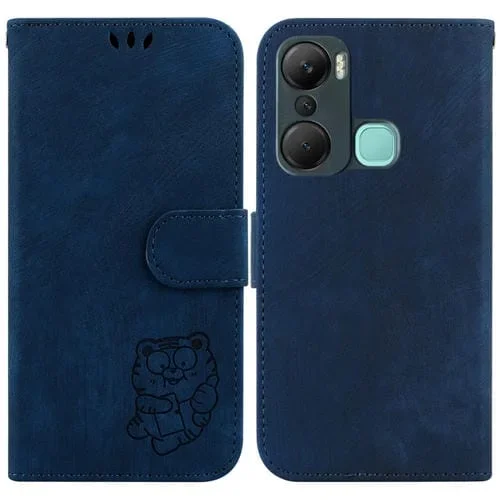 Funda de Cuero En Relieve para Infinix Hot 12 Pro Little Tiger (Azul Oscuro)