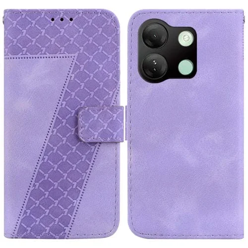 Funda de Cuero En Relieve para Infinix Smart 7 HD con Forma de 7 (Púrpura)
