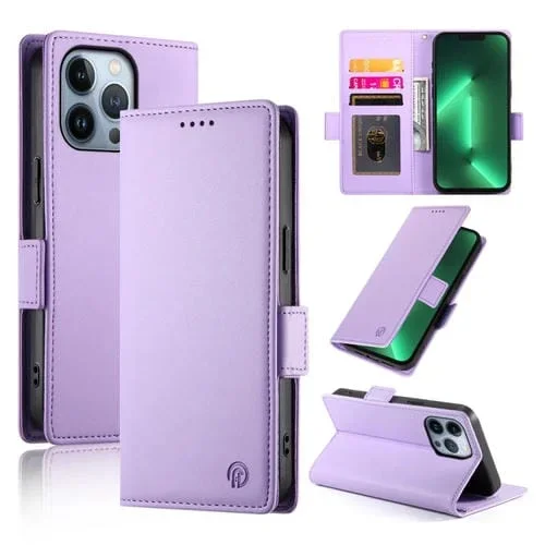 Funda de Cuero Esmerilado con Hebilla Lateral Magnética para iPhone 13 Pro (Morado)