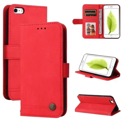 Funda de cuero Fee Life Tree con botón metálico y soporte para iPhone 6 / 6S (Rojo)