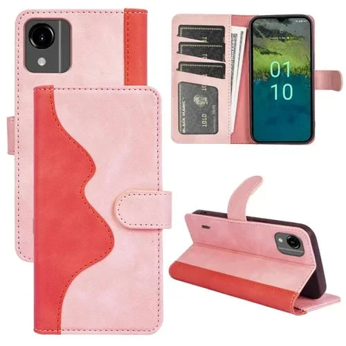 Funda de Cuero Flip Horizontal para Nokia C110 con Costura (Rojo)