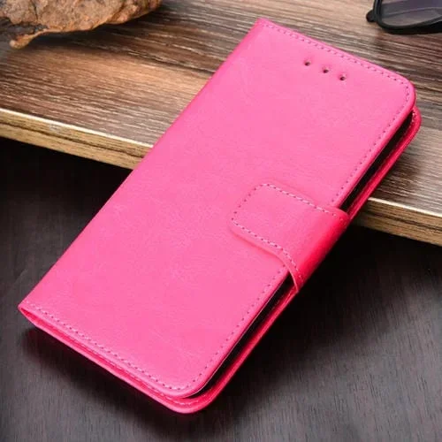 Funda de Cuero Flip Horizontal Textura de Cristal con Soporte Ranuras Tarjetas Billetera para iPhone 8 Plus y 7 Plus (Rose Red)