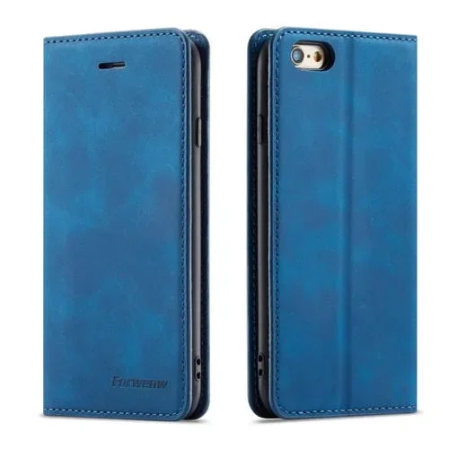 Funda de Cuero FoRWenw Dream Series para iPhone 6S / 6 con Tapa Horizontal, Soporte, Ranuras para Tarjetas, Billetera y Marco de Fotos (Azul)