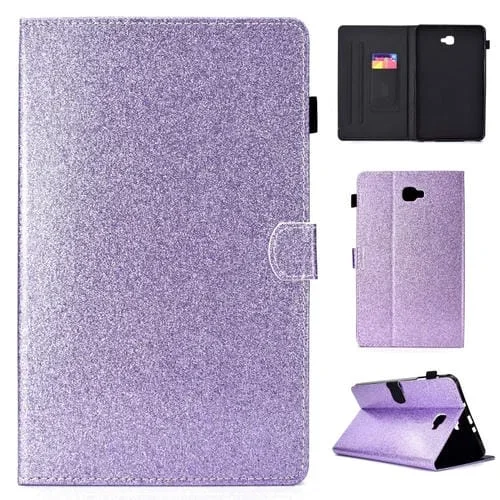 Funda de Cuero Galaxy Tab a 10.1 (2016) T580 con Tapa Horizontal Soporte y Ranura para Tarjeta (Púrpura)
