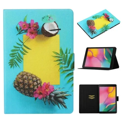 Funda de Cuero Galaxy Tab A 8.0 (2019) T290 T295 con Tapa Horizontal Soporte y Ranura para Tarjeta (Piña)