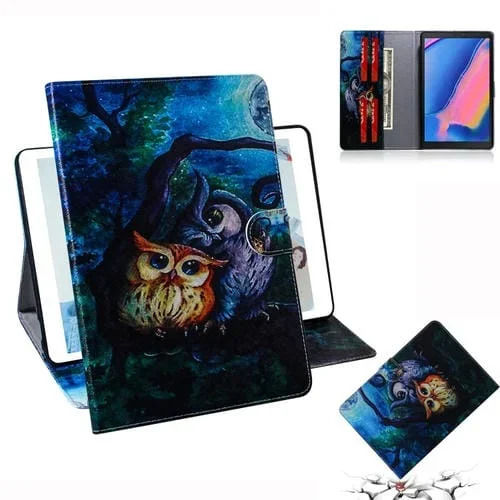Funda de Cuero Galaxy Tab A 8 (2019) P200 P205 con Tapa Horizontal, Soporte, Ranura para Tarjeta y Billetera
