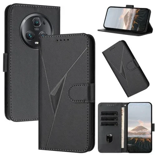 Funda de Cuero Honor Magic5 Pro con Cierre de Hebilla y Diseño Triangular (Negro)