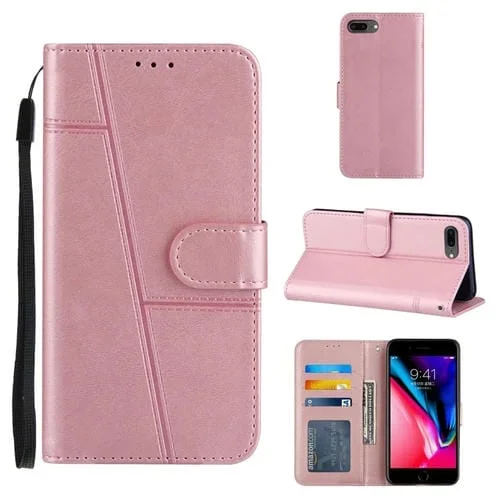 Funda de Cuero Horizontal con Soporte y Tarjetero para iPhone 6/7/8/SE 2020 (Rosa)