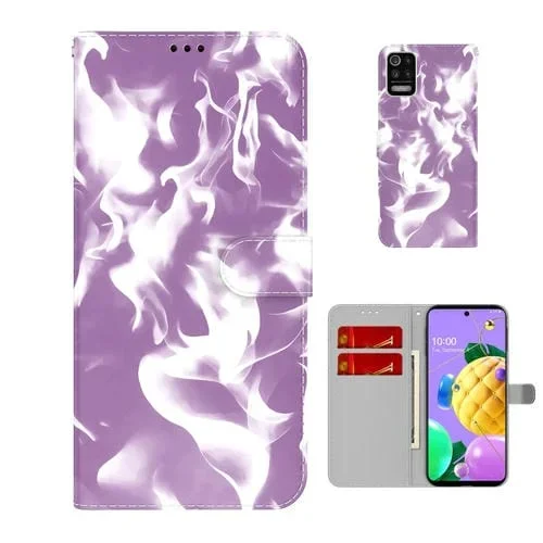 Funda de Cuero Horizontal Flip para LG K52 / K62 / Q52 con Soporte y Ranura para Tarjeta (Púrpura)