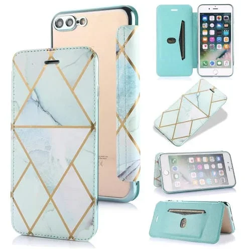 Funda de Cuero Horizontal Flip PU + TPU para iPhone 8 Plus y 7 Plus con Soporte y Ranura para Tarjeta (Green)