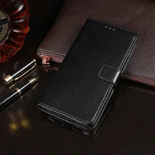 Funda de Cuero Idewei Crazy Horse para HTC U12+ con Tapa Horizontal, Soporte y Billetera (Negro)