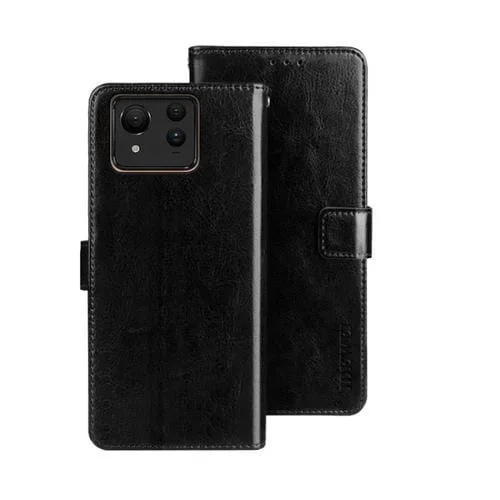 Funda de Cuero Idewei para Asus Zenfone 11 Ultra con Textura Crazy Horse (Negro)