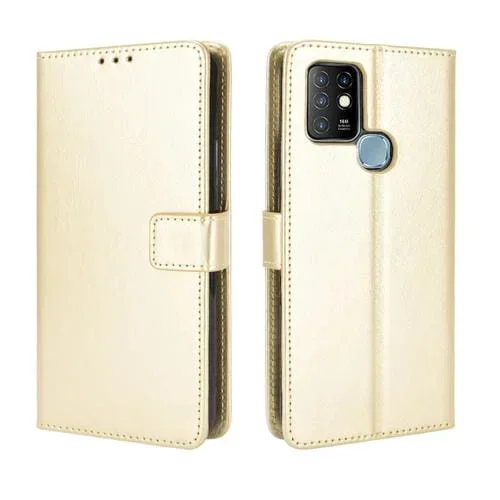 Funda de Cuero Infinix Hot 10 X682 Retro Crazy Horse Texture con Soporte y Ranuras (Oro)