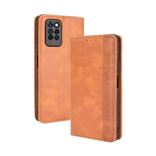 Funda de Cuero Infinix Note 10 Pro / 10 Pro Nfc con Hebilla Magnética, Soporte y Ranuras para Tarjetas (Marrón)