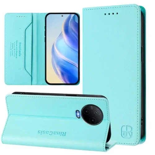 Funda de Cuero Infinix Note 12 4G 12 Pro 4G Rc01 con Doble Pliegue y Succión Magnética (Verde Menta)