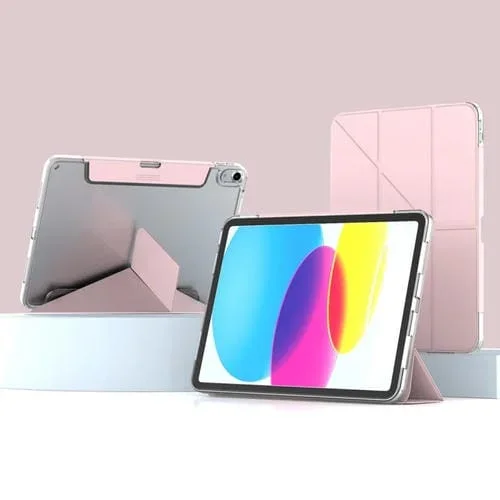 Funda de Cuero Inteligente con Soporte de Deformación Mutua para iPad 2025/2022 (Rosa)