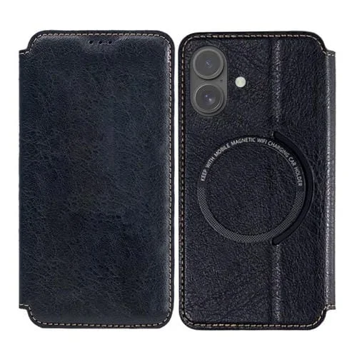 Funda de cuero Kalebol Flip Card Slot MagSafe para iPhone 17 (negra)