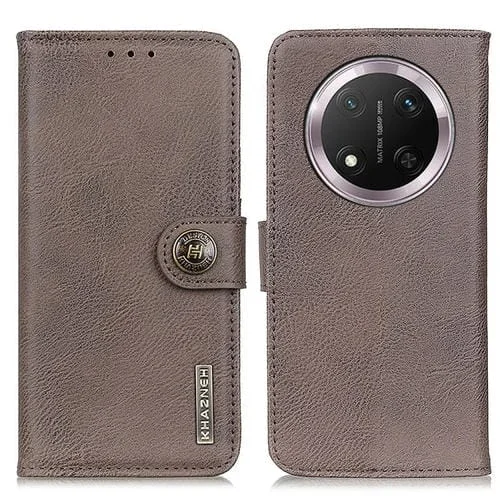 Funda de Cuero Khazneh para Honor X9C con Tapa Horizontal y Textura Piel de Vaca (Caqui)