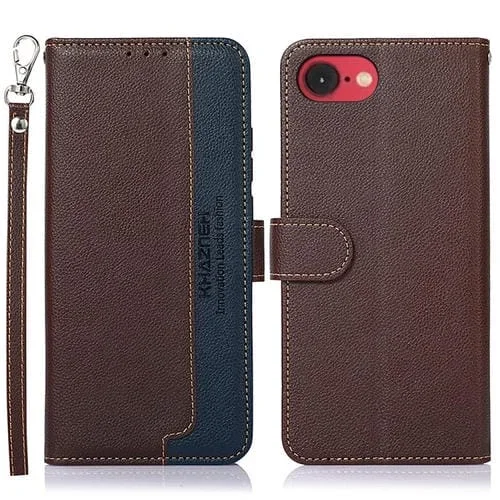 Funda de Cuero Khazneh Rfid para iPhone 16E (Marrón)