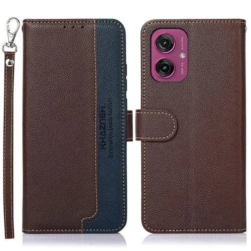 Funda de Cuero Khazneh Rfid para Motorola Moto G55 5G (Marrón)