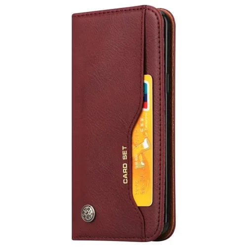 Funda de Cuero Knead Skin Texture para Galaxy S9 con Tapa Horizontal, Soporte, Ranuras para Tarjetas y Billetera (Rojo Vino)