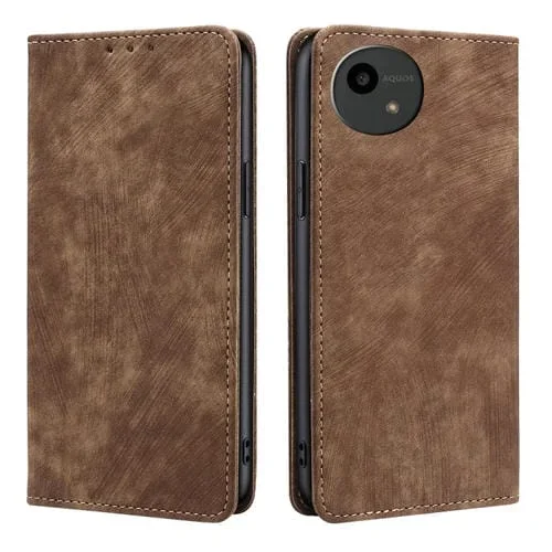 Funda de Cuero Magnética Antirrobo RFID para Sharp Aquos Wish4 (Marrón)