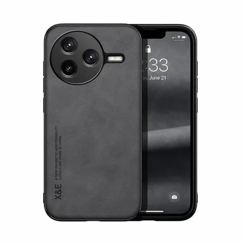 Funda de Cuero Magnética con Tacto de Piel para Redmi K80 (Gris Oscuro)