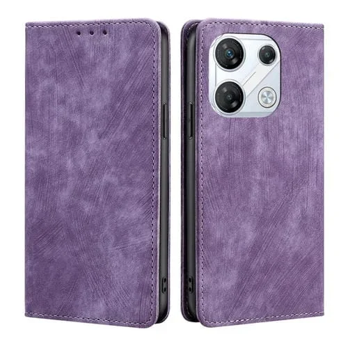 Funda de Cuero Magnética para Infinix Gt 10 Pro 5G con Rfid y Cepillo Antirrobo (Púrpura)