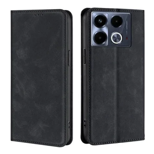 Funda de Cuero Magnética para Infinix Note 40 4G Skin Feel (Negro)